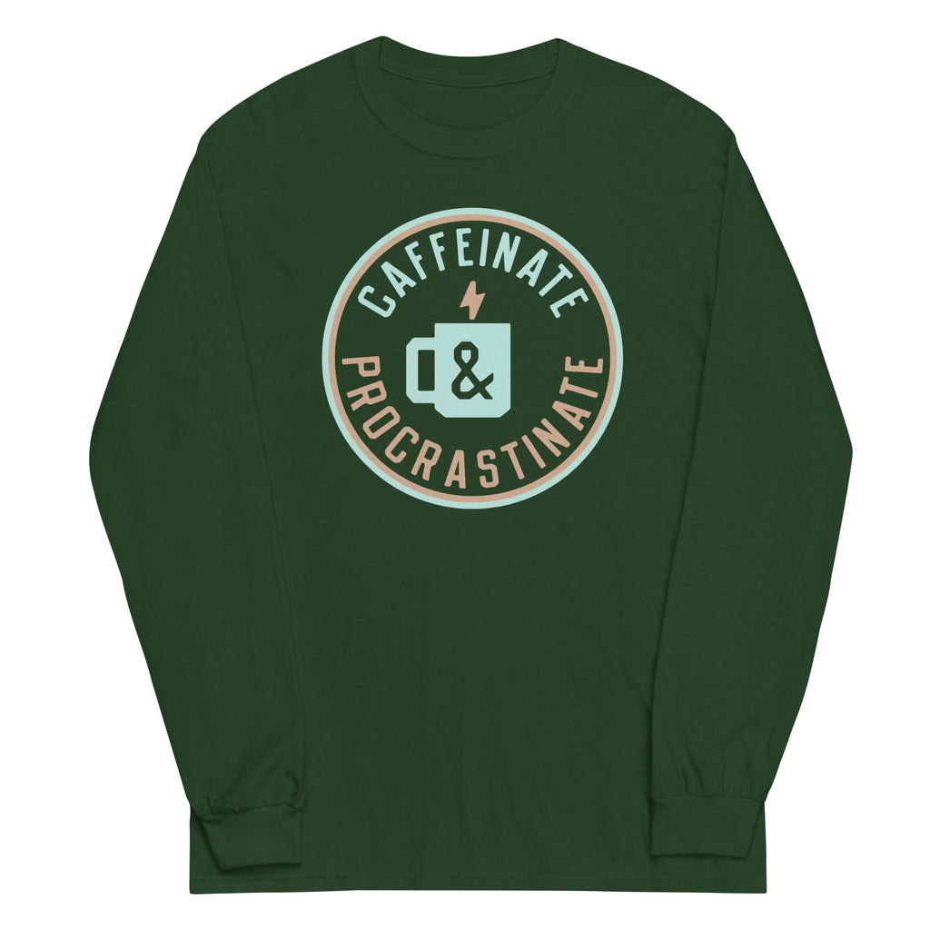 Caffeinate And Procrastinate Unisex Long Sleeve Tee product image 4