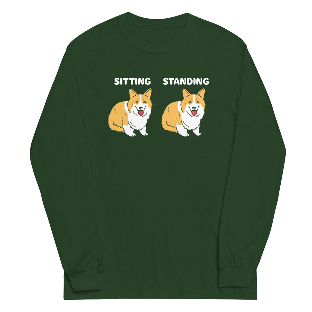 Corgi Sitting And Standing Unisex Long Sleeve Tee product image 3