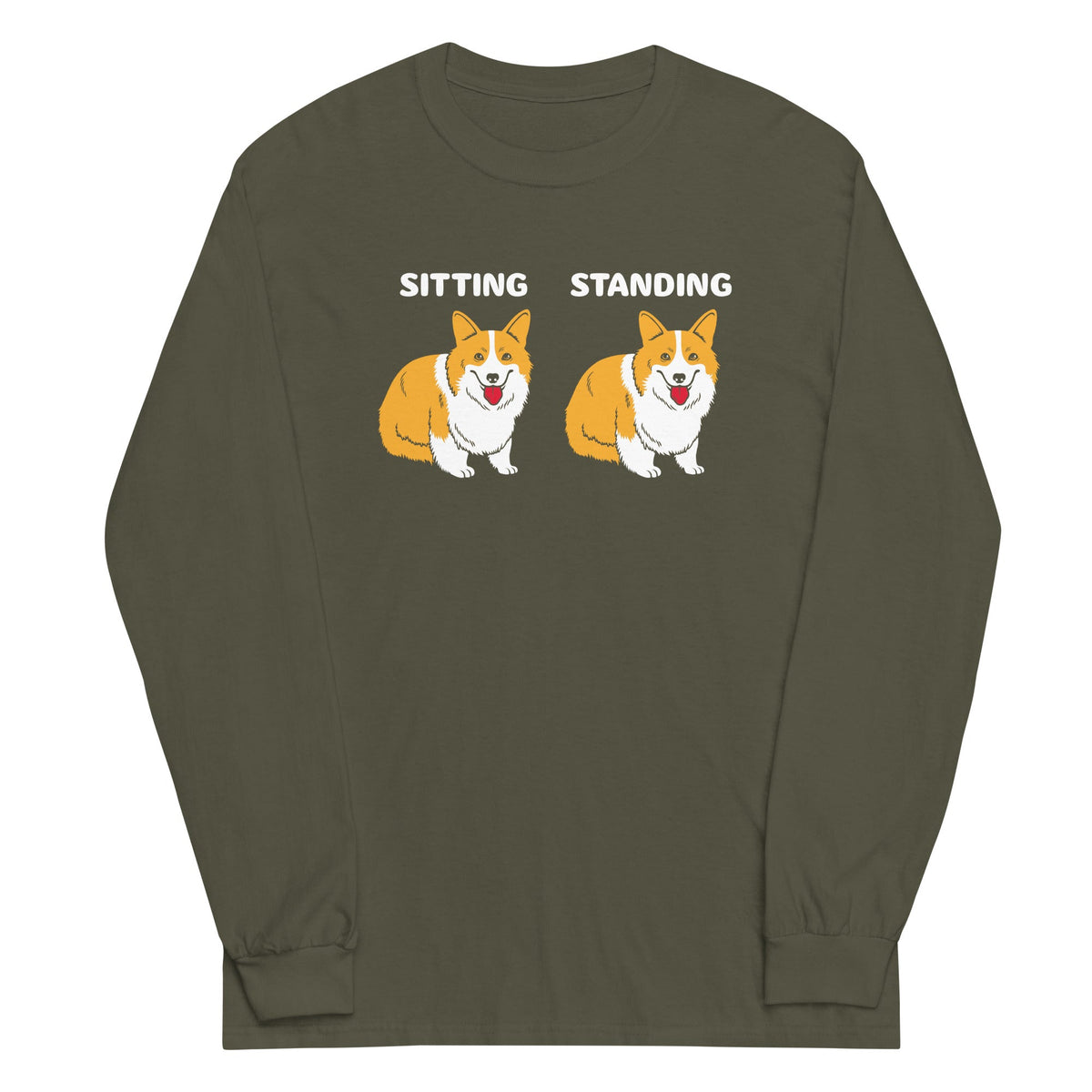 Corgi Sitting And Standing Unisex Long Sleeve Tee product image 5