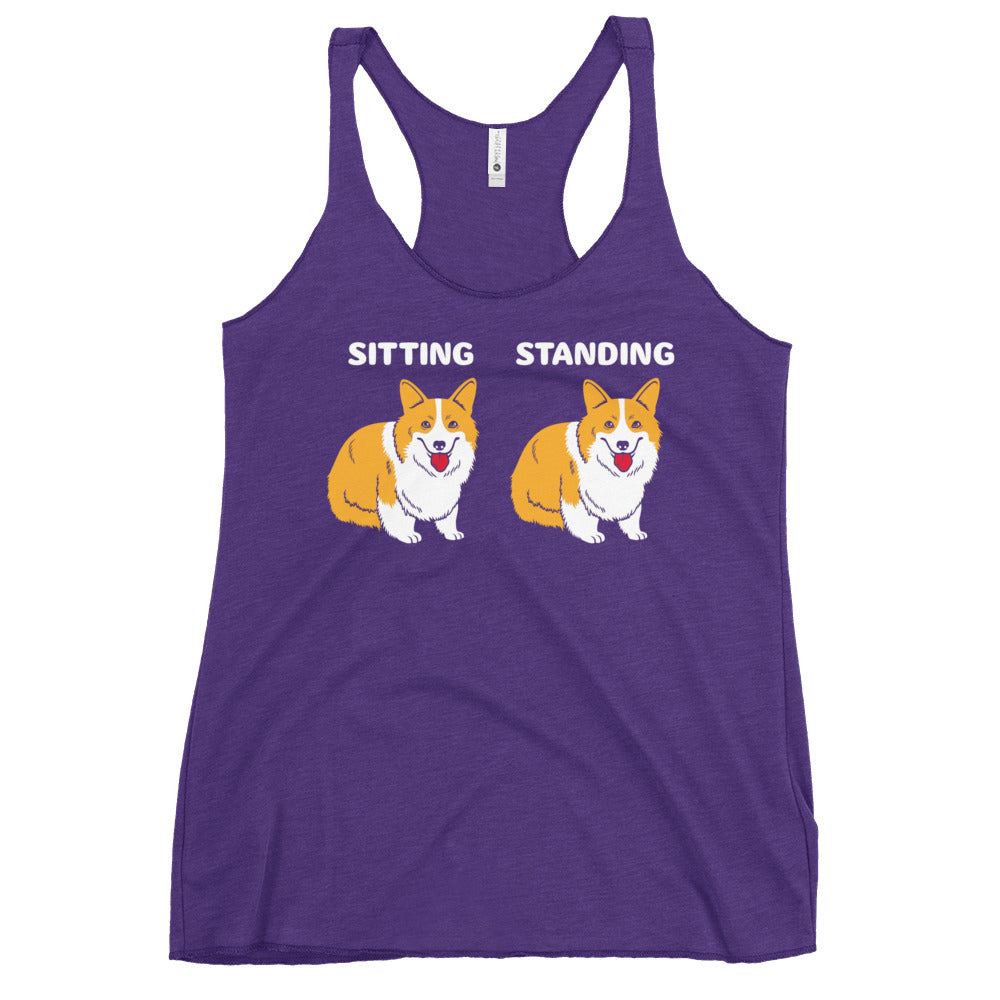 Corgi Sitting And Standing Women's Racerback Tank