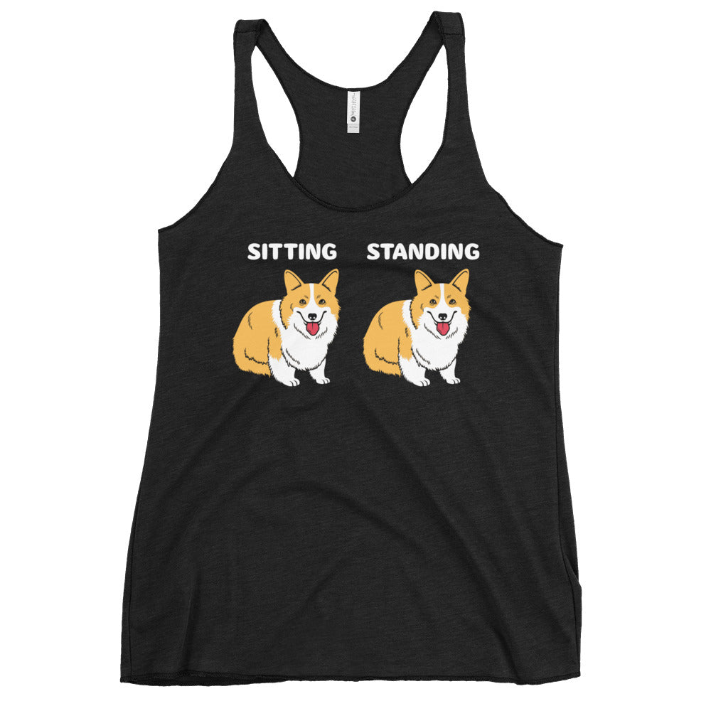 Corgi Sitting And Standing Women's Racerback Tank