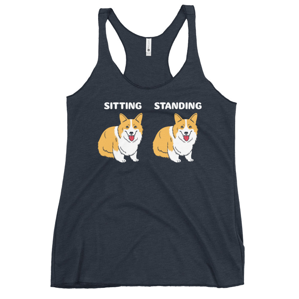 Corgi Sitting And Standing Women's Racerback Tank