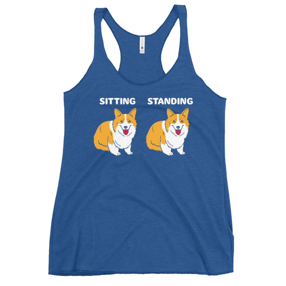 Corgi Sitting And Standing Women's Racerback Tank