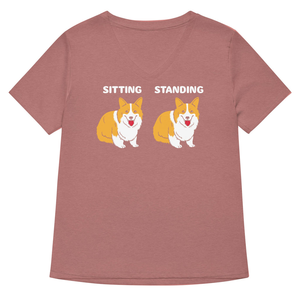 Corgi Sitting And Standing Women's V-Neck Tee product image 5