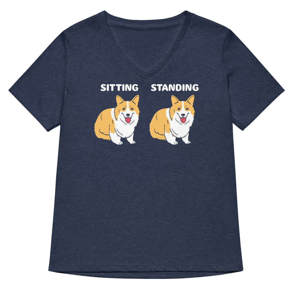 Corgi Sitting And Standing Women's V-Neck Tee product image 3