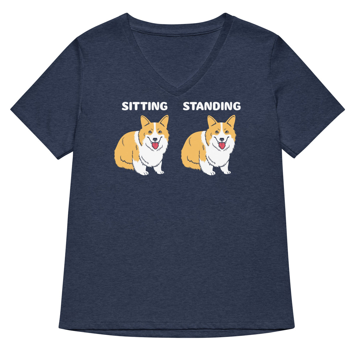 Corgi Sitting And Standing Women's V-Neck Tee product image 3