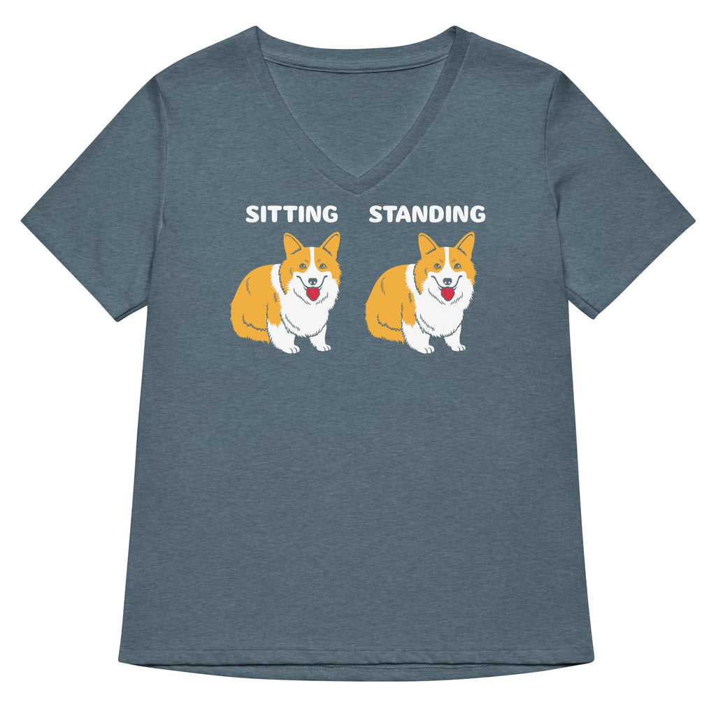 Corgi Sitting And Standing Women's V-Neck Tee product image 1