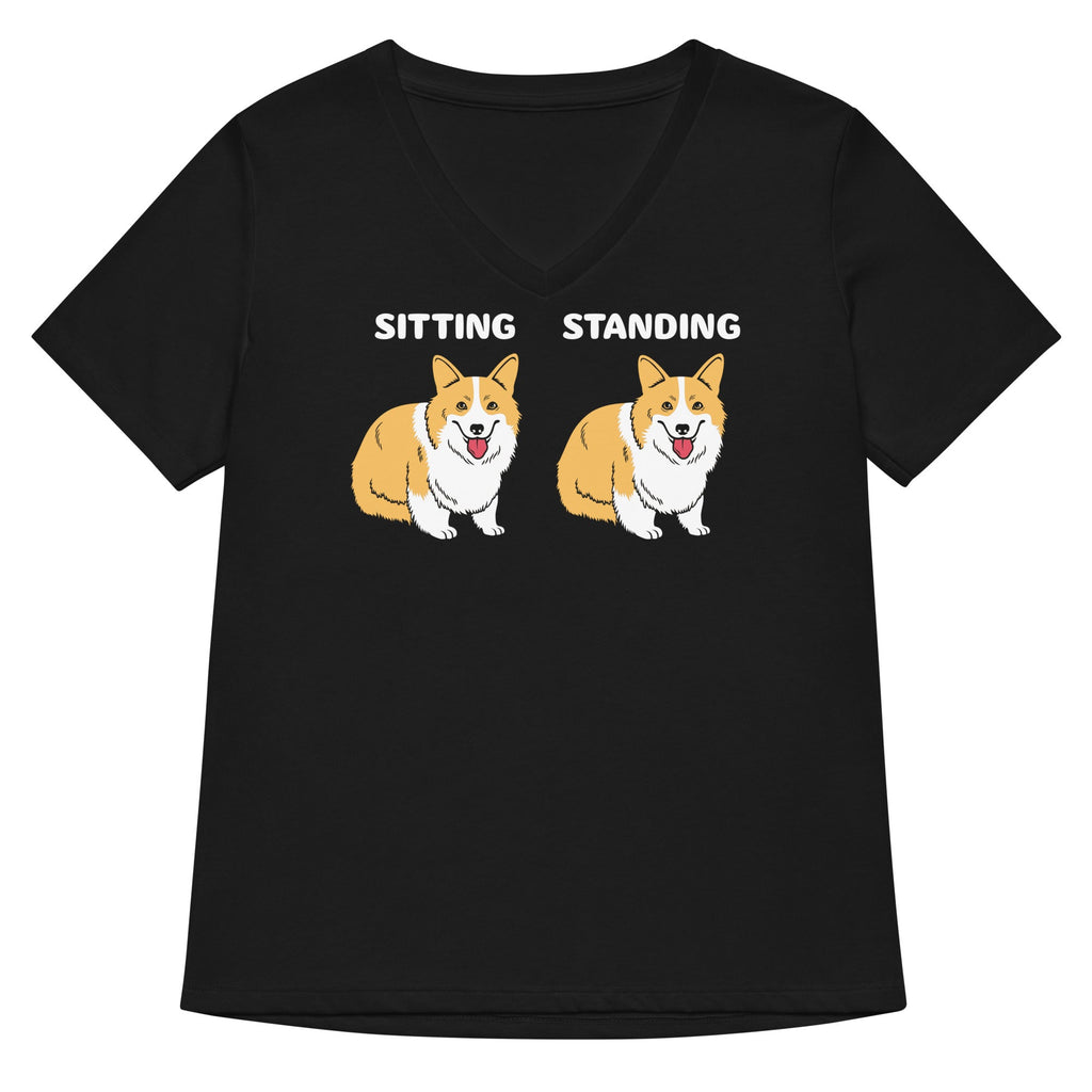 Corgi Sitting And Standing Women's V-Neck Tee product image 2