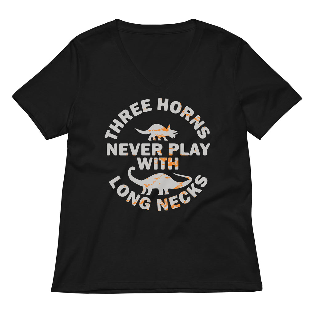 Three Horns Never Play With Long Necks Women's V-Neck Tee product image 1