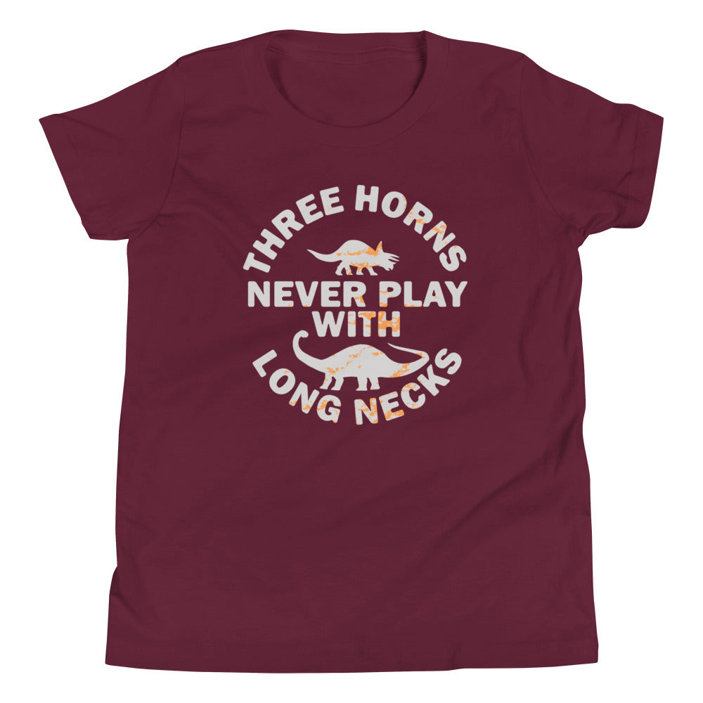 Three Horns Never Play With Long Necks Kid's Youth Tee product image 3